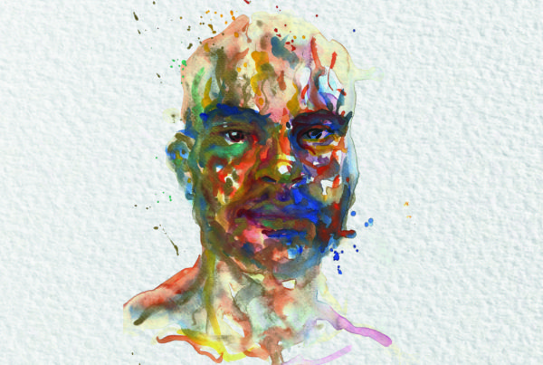 Watercolor face of a man