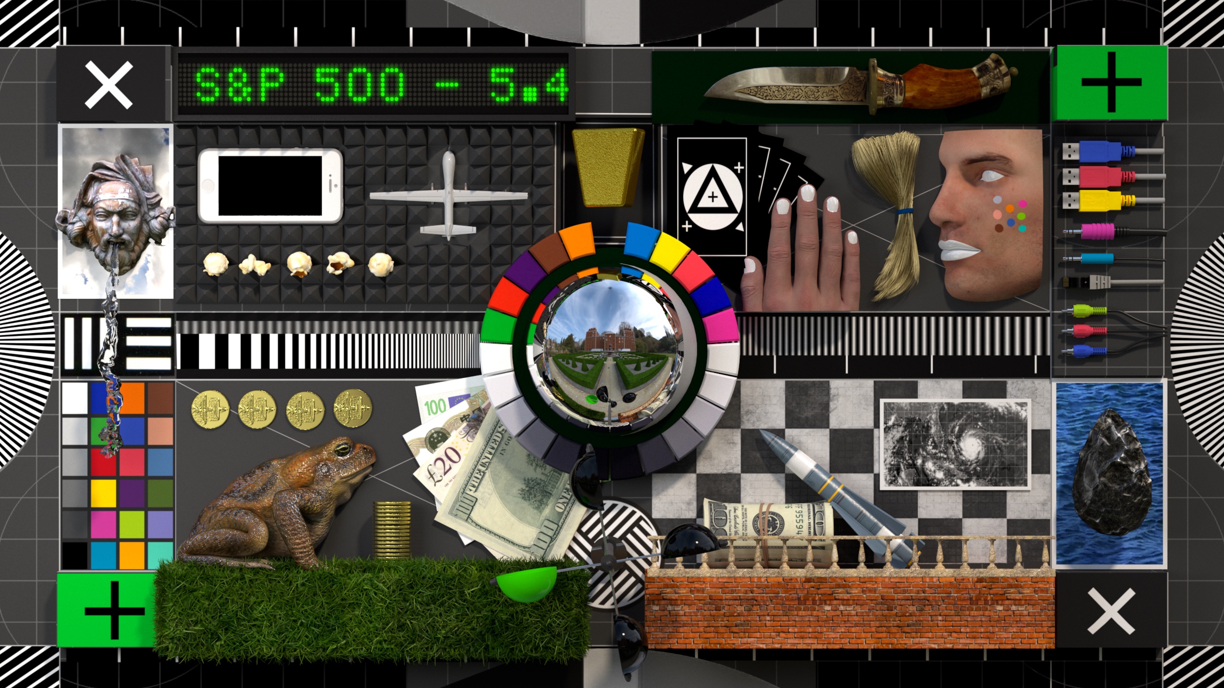 Decorated screen test card