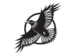 drawing of black crow flying over a black circle