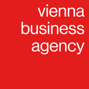 Red background, white words read vienna business agency